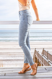 Ankle-Length Distressed Jeans