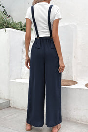 Elastic Waist Overalls with Pockets