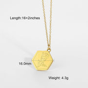 Canadian Designer Stainless Steel Gold Plated Abstract Body Face Square Rose Heart Pendant Necklace