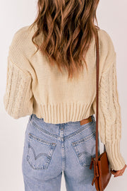 Cable-Knit Cropped Cardigan and Cami Set