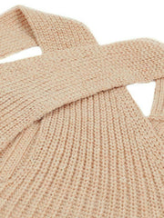 Crisscross Cold-Shoulder Rib-Knit Sweater