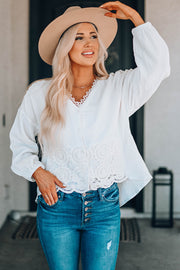 Spliced Lace High-Low Blouse