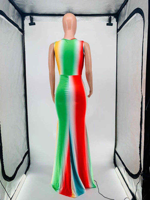 Elegant V line maxi dress