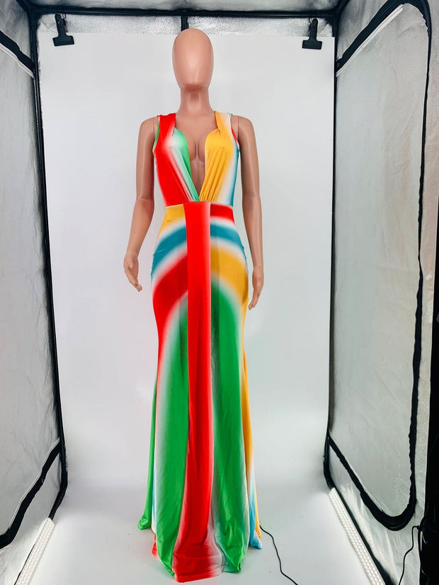 Elegant V line maxi dress
